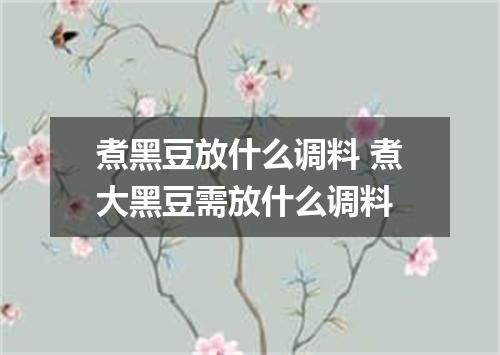 煮黑豆放什么调料 煮大黑豆需放什么调料