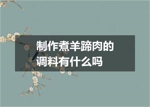 制作煮羊蹄肉的调料有什么吗