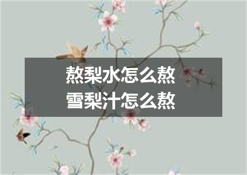 熬梨水怎么熬 雪梨汁怎么熬