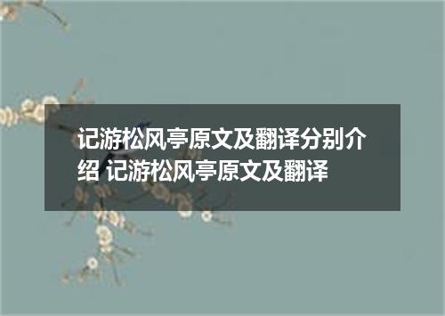 记游松风亭原文及翻译分别介绍 记游松风亭原文及翻译