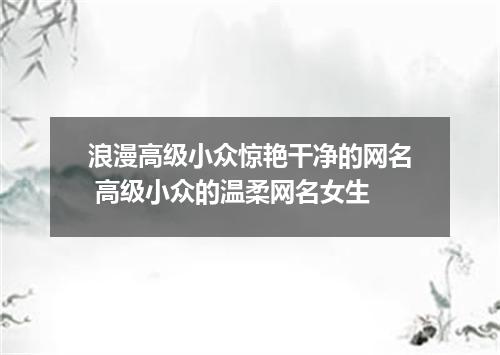 浪漫高级小众惊艳干净的网名 高级小众的温柔网名女生