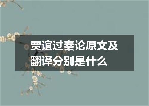 贾谊过秦论原文及翻译分别是什么