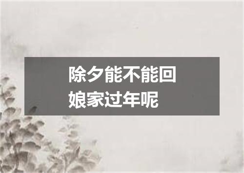 除夕能不能回娘家过年呢