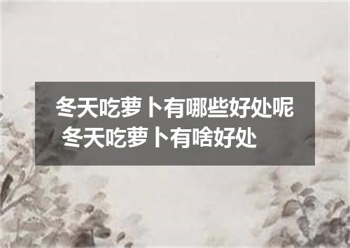 冬天吃萝卜有哪些好处呢 冬天吃萝卜有啥好处