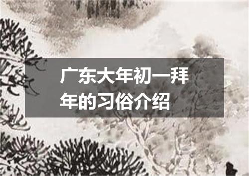 广东大年初一拜年的习俗介绍