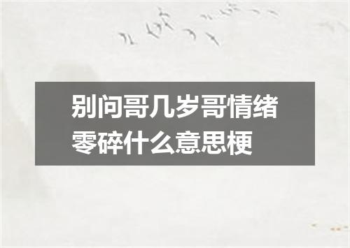 别问哥几岁哥情绪零碎什么意思梗