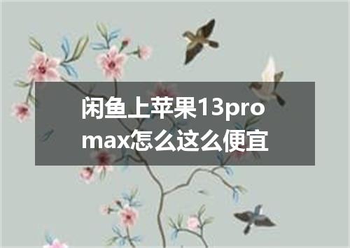 闲鱼上苹果13promax怎么这么便宜