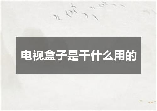 电视盒子是干什么用的