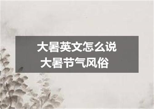 大暑英文怎么说 大暑节气风俗