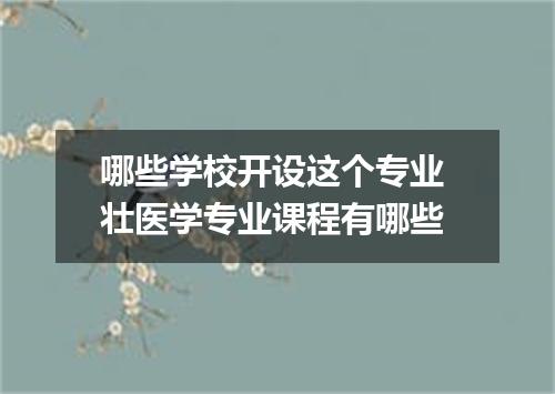哪些学校开设这个专业 壮医学专业课程有哪些