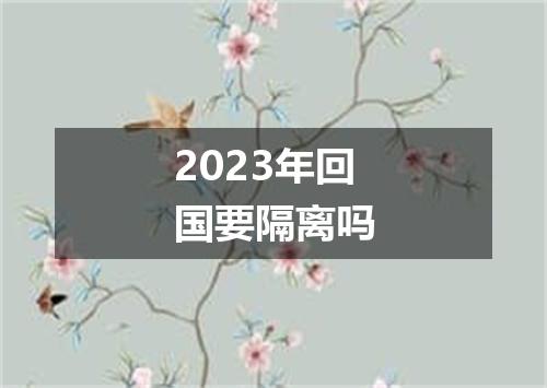 2023年回国要隔离吗