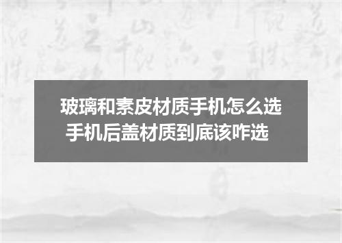 玻璃和素皮材质手机怎么选 手机后盖材质到底该咋选