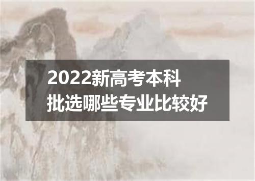 2022新高考本科批选哪些专业比较好