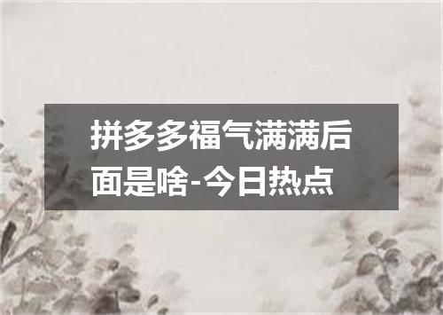 拼多多福气满满后面是啥-今日热点