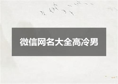 微信网名大全高冷男