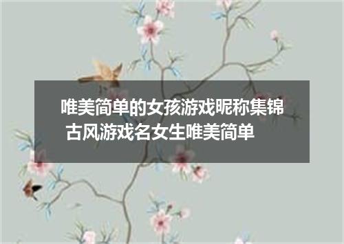 唯美简单的女孩游戏昵称集锦 古风游戏名女生唯美简单