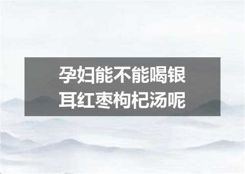 孕妇能不能喝银耳红枣枸杞汤呢