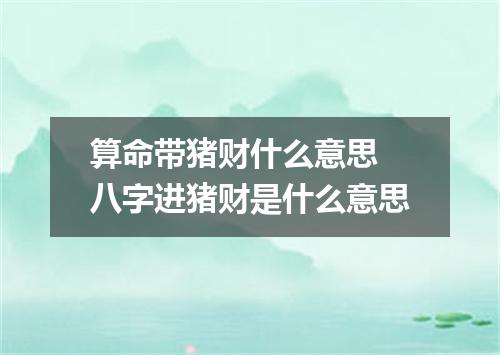 算命带猪财什么意思 八字进猪财是什么意思