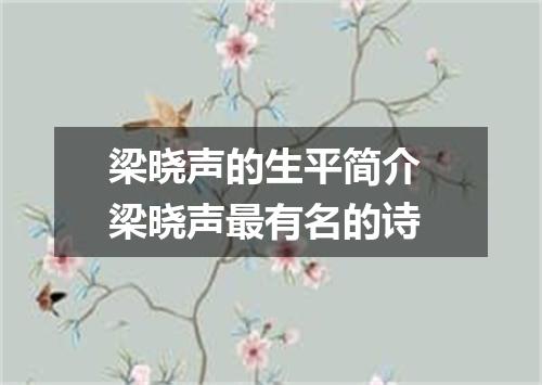 梁晓声的生平简介 梁晓声最有名的诗