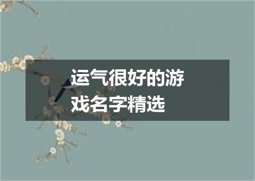 运气很好的游戏名字精选