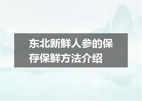 东北新鲜人参的保存保鲜方法介绍
