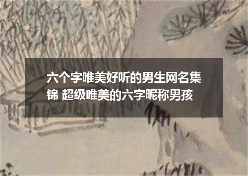 六个字唯美好听的男生网名集锦 超级唯美的六字昵称男孩