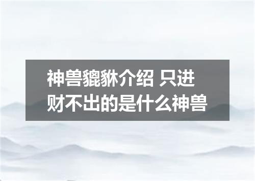 神兽貔貅介绍 只进财不出的是什么神兽