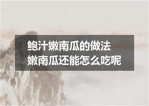 鲍汁嫩南瓜的做法 嫩南瓜还能怎么吃呢