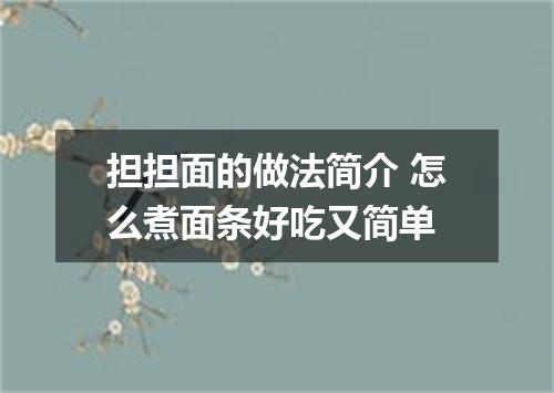 担担面的做法简介 怎么煮面条好吃又简单