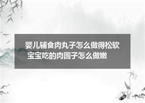 婴儿辅食肉丸子怎么做得松软 宝宝吃的肉圆子怎么做嫩