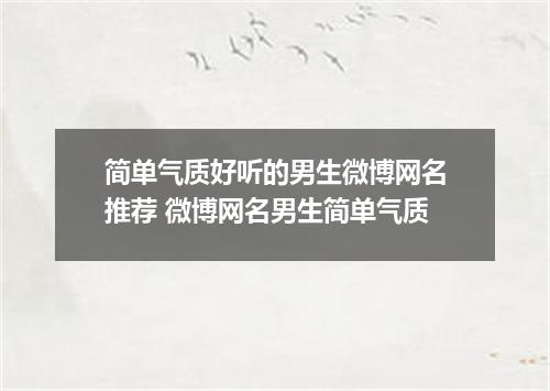 简单气质好听的男生微博网名推荐 微博网名男生简单气质