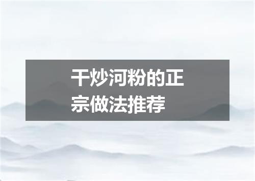 干炒河粉的正宗做法推荐