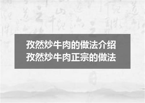 孜然炒牛肉的做法介绍 孜然炒牛肉正宗的做法
