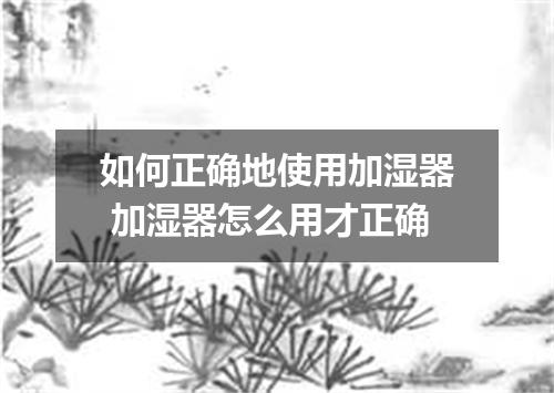 如何正确地使用加湿器 加湿器怎么用才正确