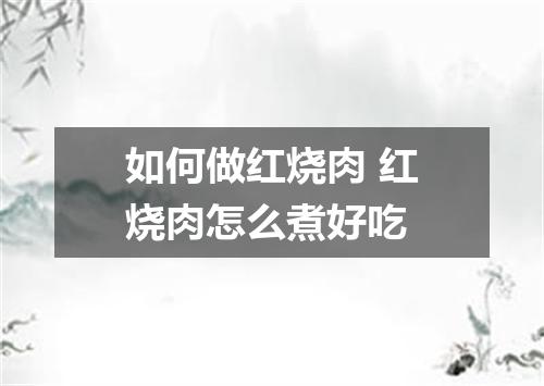 如何做红烧肉 红烧肉怎么煮好吃