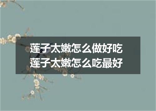 莲子太嫩怎么做好吃 莲子太嫩怎么吃最好