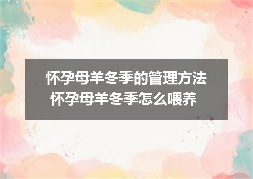 怀孕母羊冬季的管理方法 怀孕母羊冬季怎么喂养