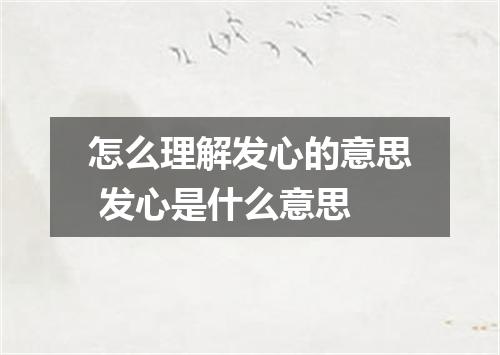 怎么理解发心的意思 发心是什么意思
