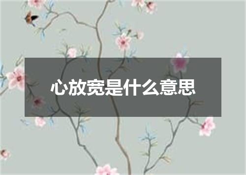 心放宽是什么意思