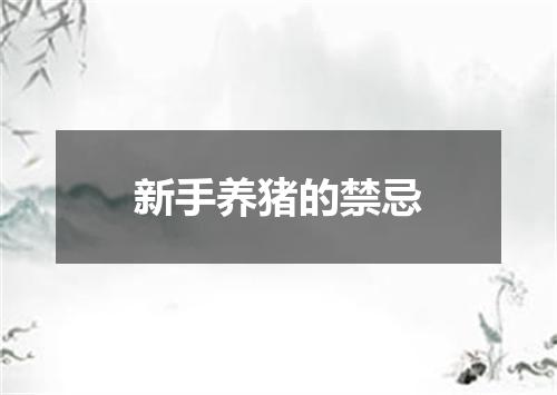 新手养猪的禁忌