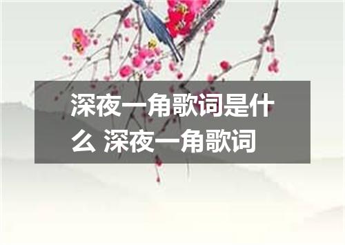 深夜一角歌词是什么 深夜一角歌词