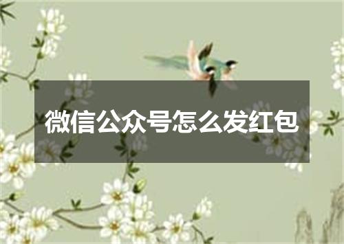 微信公众号怎么发红包