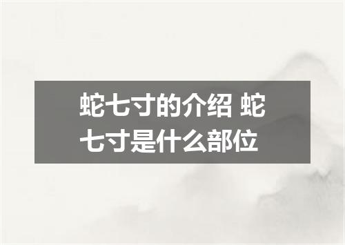 蛇七寸的介绍 蛇七寸是什么部位