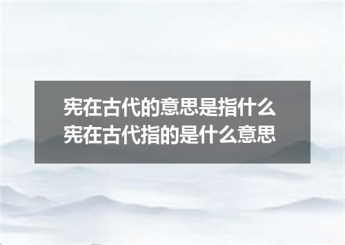 宪在古代的意思是指什么 宪在古代指的是什么意思