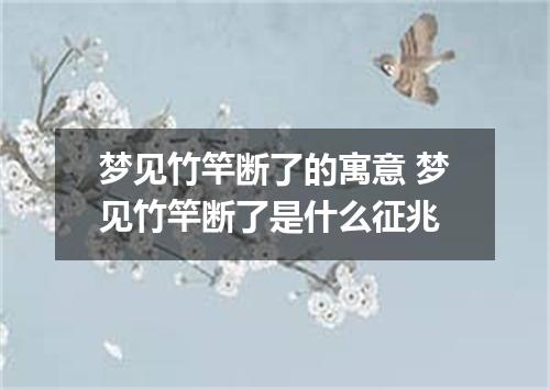 梦见竹竿断了的寓意 梦见竹竿断了是什么征兆
