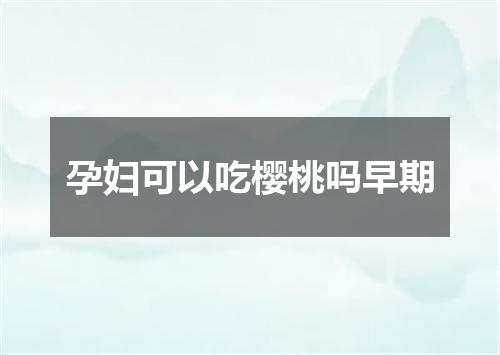 孕妇可以吃樱桃吗早期