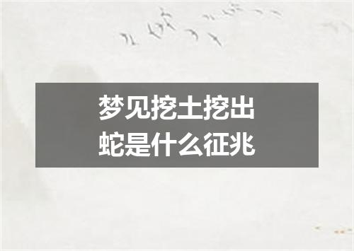 梦见挖土挖出蛇是什么征兆