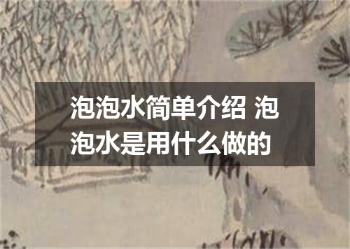泡泡水简单介绍 泡泡水是用什么做的