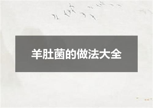 羊肚菌的做法大全