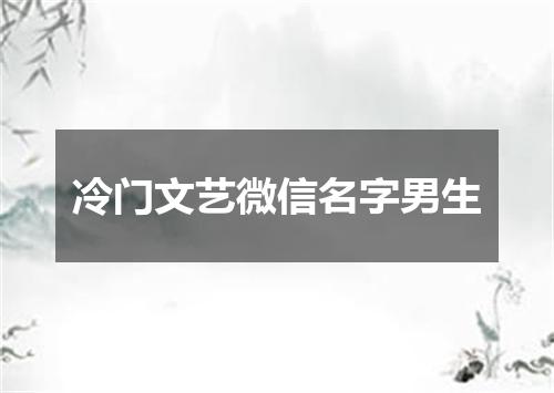 冷门文艺微信名字男生